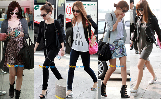 Soshified Styling Girls' Generation Headed for Paris: 9 People–9 Colors,  Airport Fashion, Chic Look vs. Casual Look, 'Who's the Best?