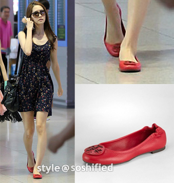 tory burch red flat shoes